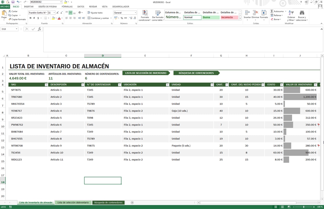 El control de stock en Excel implica una gestión manual de la entrada y salida de referencias en el almacén