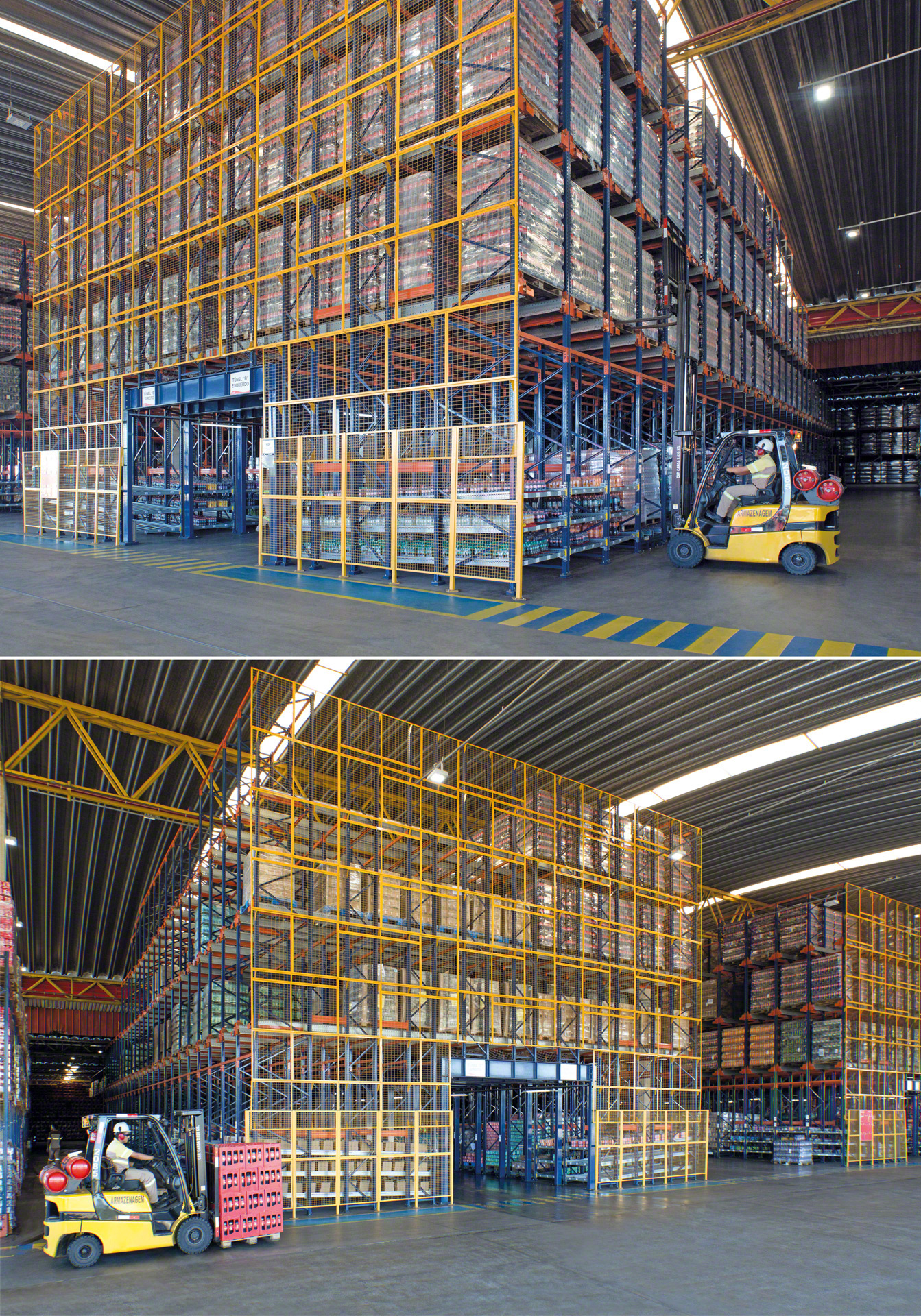El sistema de almacenaje Pallet Shuttle se puede combinar con un nivel suelo de picking dinámico para los operarios